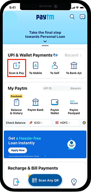 Scan a QR Code and Pay using Paytm
