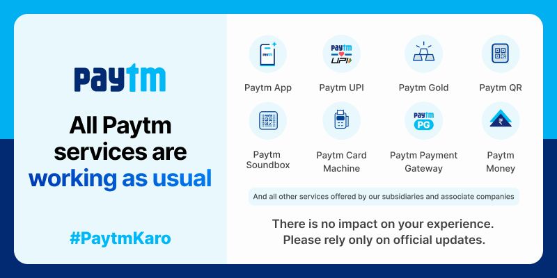 Paytm Services Continue as Usual
